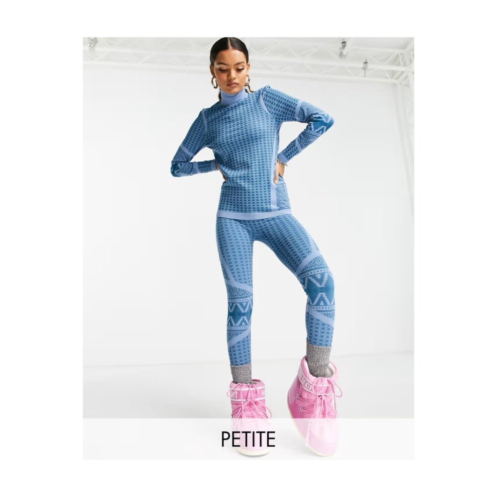 ASOS Petite ski base layer legging & top set in retro graphic print